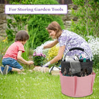 17L Cleaning Supply Caddy for Family, Portable Shower Caddy with Handle and 6 Pockets, Foldable Tool Bucket Organizer, Large Storage Basket for Camping, Gardening, Black with Pink - Image 6