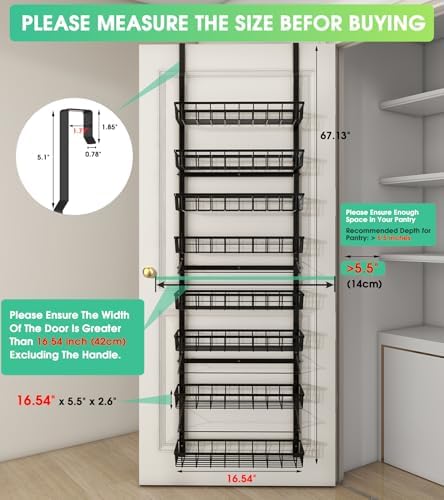 Mefirt Over The Door Pantry Organizer, Wall Mount Spice Rack 8-Tier Black - Image 2