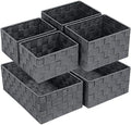 Posprica Woven Storage Baskets for Organizing 6 Pack, Large&Small Storage Cube Bins Set for Bathroom, Storage Boxes Container for Drawer, Closet, Shelf, Dresser, Dark Grey by Posprica