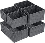 Posprica Woven Storage Baskets for Organizing 6 Pack, Large&Small Storage Cube Bins Set for Bathroom, Storage Boxes Container for Drawer, Closet, Shelf, Dresser, Dark Grey by Posprica