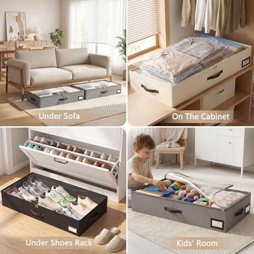 OIAHOMY 2 Pack Under Bed Storage with Handles, Underbed Container for Bedroom & Closet, Fits Beds Higher than 6", Under the Bed Storage for Seasonal Clothes, Blankets & Shoes - Grey - Image 5