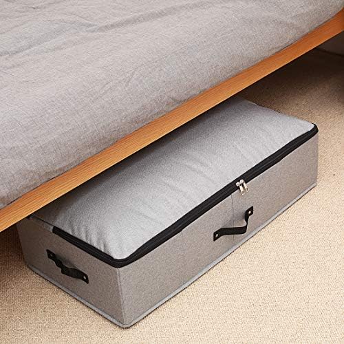 AMJ 29.5"*15"*7", Blanket, Duvets, Winter Clothes Storage Box for Under Bed, Top Wardrobe Organizer, Dark Gray - Image 6
