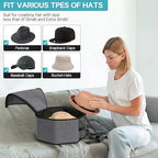 SLEEPING LAMB Hat Box for Travel and Storage, Collapsible Cap Case for Mens Fedora Organizer, Hat Storage Box for Men and Women for Closet, Cap Carrier with Handles, Grey - Image 4