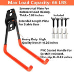Storage Double Hooks Garage Space Saver Organizer Utility Hanger,Rack Extended Wall Mount Tool Heavy Duty Steel Holder with Anti-Slip Coating (4 Pack Orange 5.1" Medium Hook) - Image 6