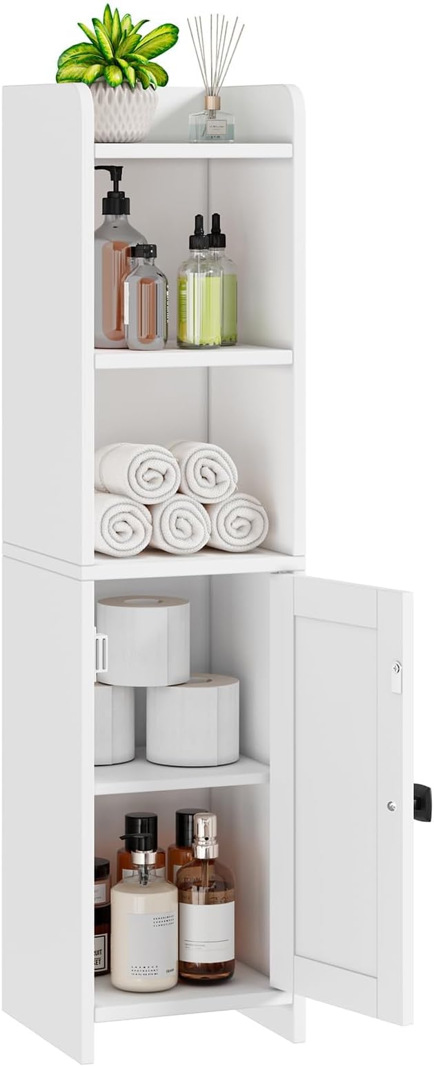 Lomojo Small Bathroom Storage Cabinet Corner, 7.87"Dx7.87"W x31.5"H (White) by Lomojo