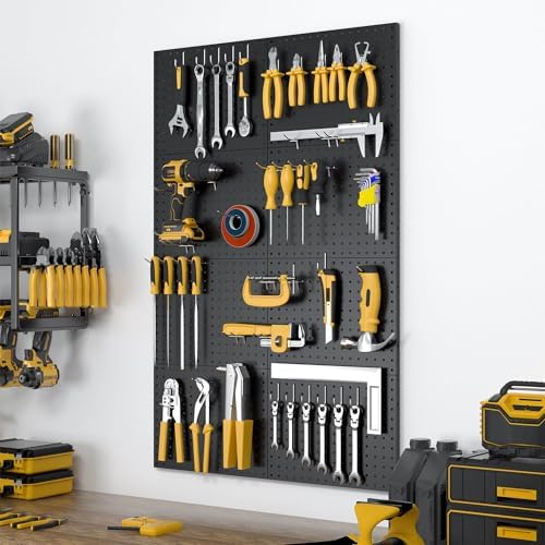 Spampur Peg Board, 8 Pack Metal Pegboard Panels with 50 Hooks - Image 2