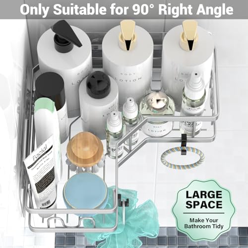 AKTECKE Corner Shower Caddy Bathroom Organizer: Adhesive Shower Rack Bathtub Shelves - 3Pack No Drilling Shower Shelf - Stainless Steel Rustproof Bath Tub Organizer - Image 3