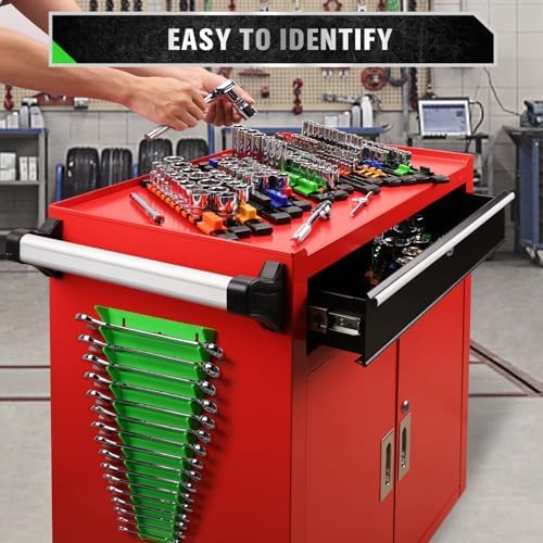 22-Piece Socket Organizer & Magnetic Wrench Organizer Set, 1/4", 3/8", 1/2" Drive Socket Holder, Total 64 Slots Metric & SAE Magnetic Wrench Holder (Socket, Wrenches not Included) - Image 7