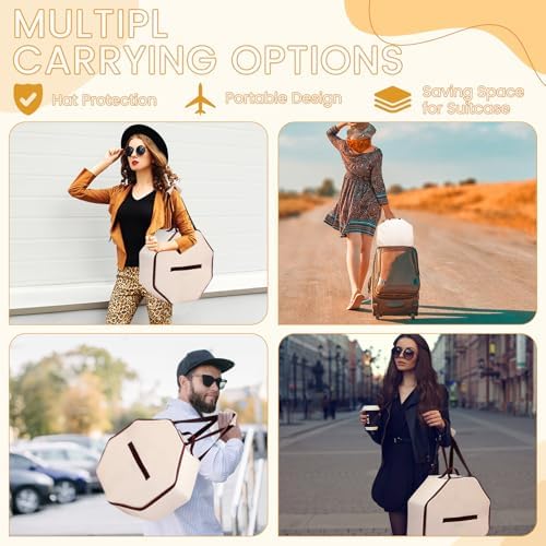 Wonderjune 2 Pcs Cowboy Hat Box for Storage Collapsible Sturdy Cowboy Hat Case with Handle for Men and Women Travel Storage Organizer Large Cap Bag for Closet (White) - Image 6