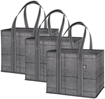 VENO 3 Pack Heavy Duty Reusable Grocery Shopping Bags Utility Tote by Veno