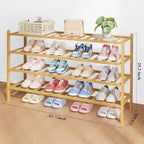 Kitsure Bamboo Wooden Shoe Rack for Closet, 32.7" Wide - 4 Tiers, Natural - Image 2