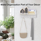 Lwenki Key Holder for Wall – Decorative Stainless Steel Key Hanger with 6 Hooks for Hats, Bags, Leashes – Mail Holder Key Rack with Mounting Hardware and Guide (9.65” x 2.8” x 2.2”) (White) - Image 5