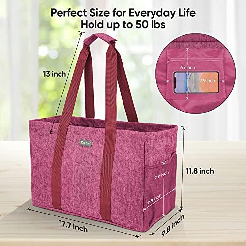 BALEINE Soft 9 Gallon Extra Large Utility Tote, Foldable Reusable Storage Bag (Berry Pink) - Image 4