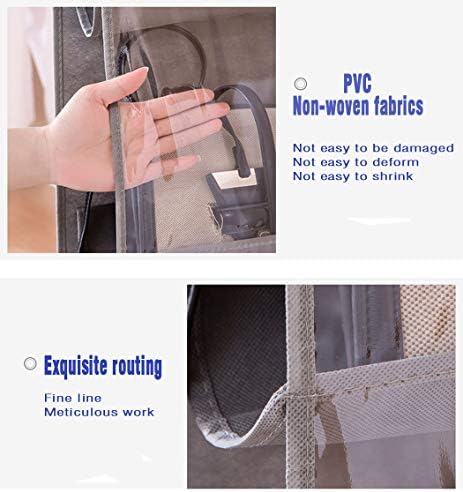AARAINBOW 2 Packs Hanging Handbag Purse Organizer, Purse Bag Organizer Storage, 8 Pockets Hanging Bag Organizer for Closet Rack, Wardrobe Closet Space Saving Purses Holder, 41L*13.5W (B, 2 Black) - Image 6