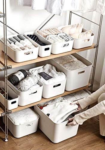 Set Of 2 Plastic Storage Bins,10.5×8×5.5" Versatile Kitchen Pantry Organization and Storage,for Plastic Storage Container Under Bed,Under Sink Bathroom Organizer (2 Pack Medium, White) - Image 5