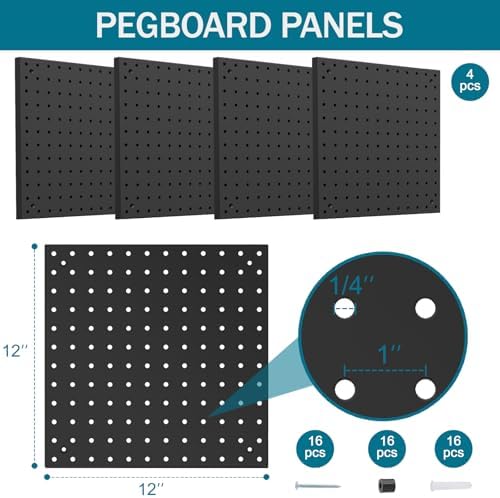 Peg Board Kit, Includes Pegboard and Accessories,with Hooks and Bins,Peg Board Wall Organizer for Office,Ornaments Display,Crafts Organization (66, Black) - Image 2