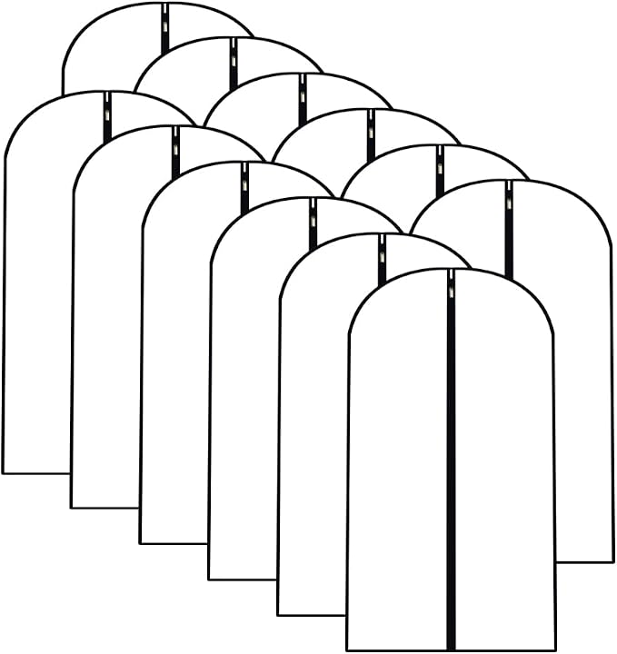 Garment Bags for Hanging Clothes 12 PCS Transparent Waterproof Dustproof Storage for Wardrobe Storage Suit Covers for Closet Cloth Cover Washable Clear Reuse Full Zipper for Suits Gowns 24''x40'' by HomeClean