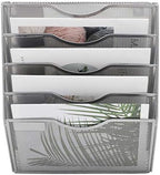 EASEPRES 5 Pocket Mesh Hanging Wall File Organizer, Wall Mounted Mail Paper Document Folder Holder, Clipboard Storage Organization Magazine Rack with Nametag Label for Office Home School, Silver - Image 3