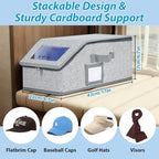 Hat Storage for Caps, 2PCS Stackable Hat Organizer Boxes, Grey - Image 2