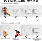 Hair Dryer Holder Wall Mount Metal Hair Tool Organizer Self Adhesive/Screw - Image 5