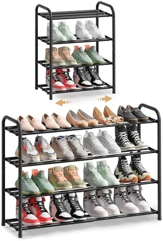 SONGMICS Expandable Shoe Rack, 4-Tier Shoe Organizer, Holds 8-16 Pairs by Unknown