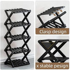 Vertical Black Shoe Rack Small, 5 Tier Portable Folding Shoe Storage Rack, Without Installation Free Standing Shoe Rack for Corridors, Bedrooms Living Room Corner and Small Spaces - Image 6