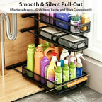 2 Pack Bathroom Under Sink Organizer, 3-Tier Pull Out Kitchen Cabinet Organizer with 5 Adjustable Heights Metal Slide Out Storage Makeup Drawer Rack for Bedroom Office Pantry Home Organization, Black - Image 4