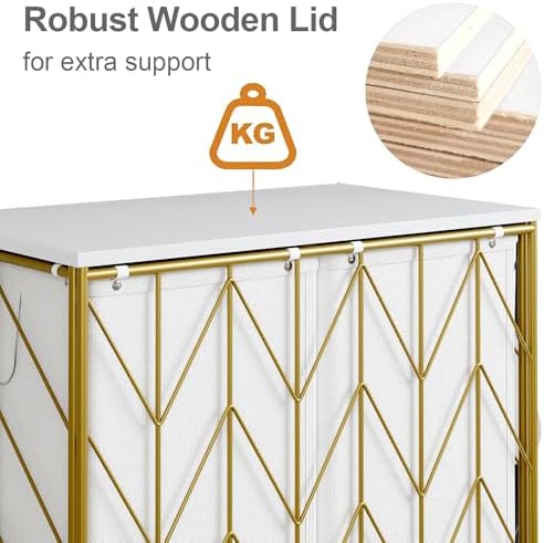 WOWLIVE Double Laundry Hamper with Lid, Rolling Laundry Basket with Wheels - Image 6