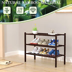 ROMGUAR CRAFT 3 Tier Bamboo Shoe Rack for Closet Free Standing Wood Shoe Shelf for Entryway Small Space Stackable 27"x11"x20" (Brown) - Image 6