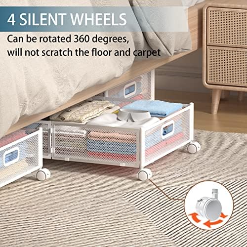 Under Bed Storage Containers, Under Bed Shoe Storage With Wheels, Foldable Bedroom Storage Organization with Handles, Under Bed Storage Bins Drawer For Clothes, Blankets And Shoes, Bedding - Image 3