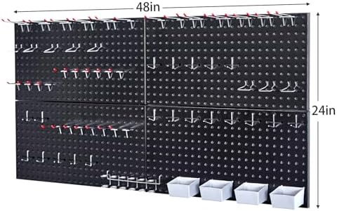 Pegboard Smith 48x24 inch Black Metal Pegboard Kit for Wall Organization with Hooks, Garage Storage Bins, and Utility Tool Board, Efficient Tool Organizer Peg Board - Image 2