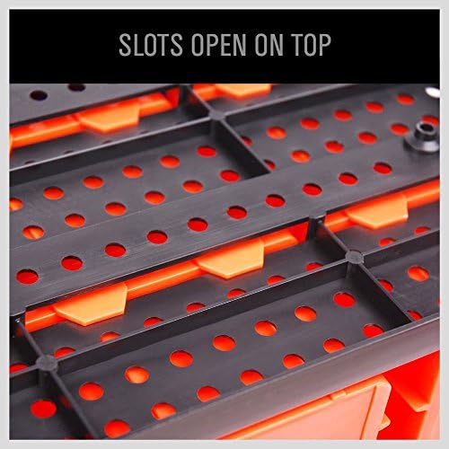 HORUSDY Wall Mounted Storage Bins Parts Rack 30PC Organizer Garage Plastic Shop Tool for Men's Gift, Blue,Orange,Red - Image 7