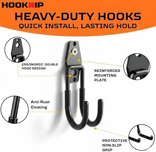 16 Pack Heavy Duty Garage Hooks, Wall Mounted Tool Hangers - Image 3
