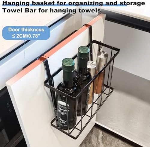 2 Pack Cabinet Door Organizer with Towel Bar, Over The Cabinet Door Storage with Towel Holder for Kitchen Cutting Board,Black - Image 4