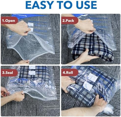 MEIQIHOME Vacuum Storage Bags, Space Saver Sealer Bags for Clothing, Pillows, Comforters, Blankets, Bedding, Travel, 12 Roll Bags, PA+PE Material - Image 4
