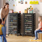 10-Drawer Rolling Storage Cart, Craft Organizers and Storage, Black - Image 2
