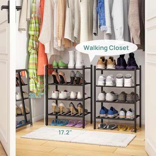 viewcare Black Small Shoe Rack for Entryway, 4-Tier Bamboo Shoe Organizer for Hallway Closet, Free Standing Shoe Racks for Indoor Outdoor - Image 5