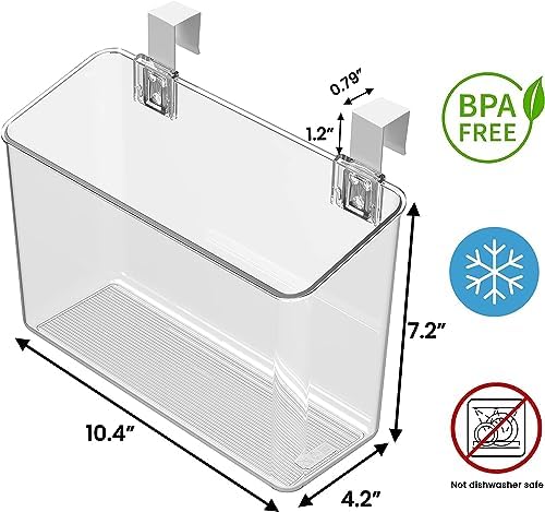 vacane 2 Pack Plastic Over Cabinet Door Organizer with Removable Hooks, Clear Hanging Baskets for Organizing Hanging Holder for Kitchen, Bathroom-Hang Outside or Inside Door-L - Image 6