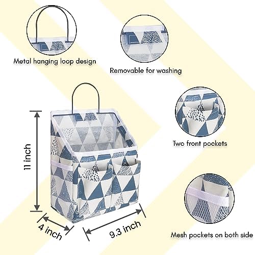 Kanrichu 2pcs Small Wall Hanging Organizer Bag, Linen Fabric Door Hanging Storage Basket with Pockets, Waterproof Bin for Kitchen, Bedroom, Office, RV Camper (Triangle) - Image 5