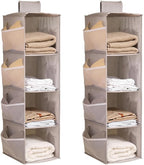 Hanging Closet Organizer, 4-Section Storage Shelves, Oxford Cloth with Mesh Pockets, (Gray, 4 Section) by Fasolara