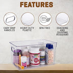 Clear Plastic Storage Bins, Perfect for Kitchen Organization or Pantry Organization and Storage, Laundry Room, Fridge, Freezer Organizer Plastic Storage Containers for Organizing, Cabinet Organizers - Image 2