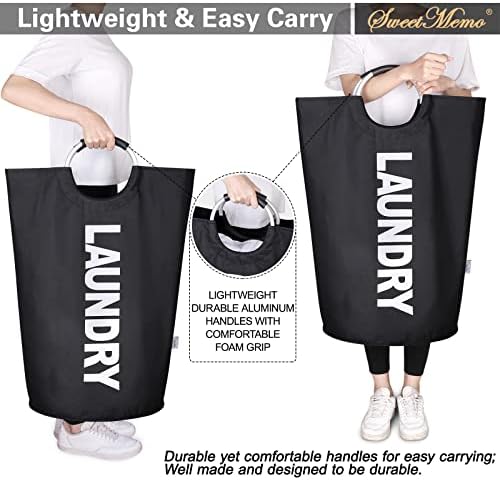 2-Pack XXL Laundry Basket, Big Laundry Hamper Bag with Handles, 130L Black - Image 5