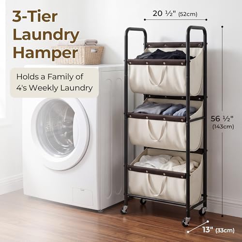 GRANNY SAYS 3 Tiered Laundry Sorter, Narrow Hamper Cart with Wheels - Image 2