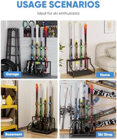 Mondazie Ski Storage Rack for Garage, 4 Pair Black - Image 7