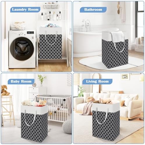 BlissTotes 3-Pack Laundry Basket, Collapsible Laundry Hamper, Black, 100L - Image 6
