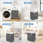 BlissTotes 3-Pack Laundry Basket, Collapsible Laundry Hamper, Black, 100L - Image 6