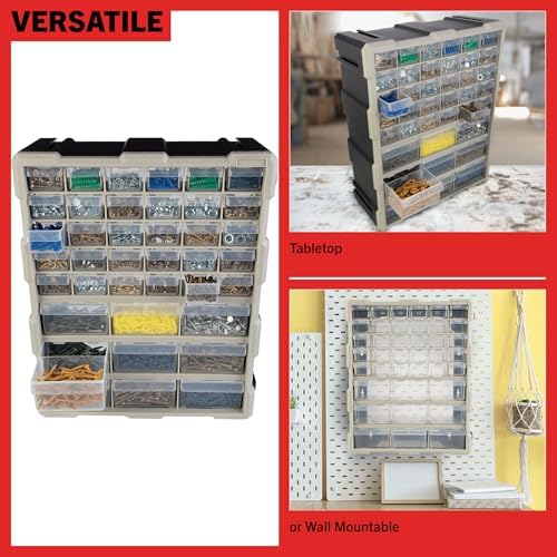 Stalwart 39-Drawer Plastic Small Parts Organizer, Black - Image 4