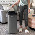 CHICVITA 75L Slim Laundry Basket with Wheels & Wash Bag, Light Grey - Image 2