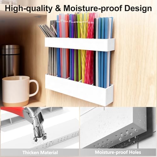 9.5” Large Acrylic Straw Holder for Cabinet Door, Adjustable Two-Part - Image 5
