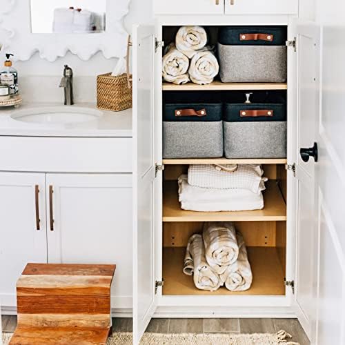 OrganiHaus 15x11in Canvas Storage Baskets 3 Pack - Fabric Bins for Shelves - Image 6